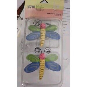 Vintage Restore & Restyle Kids Dragonfly Finials Set 2 Flower Collection‎ Décor